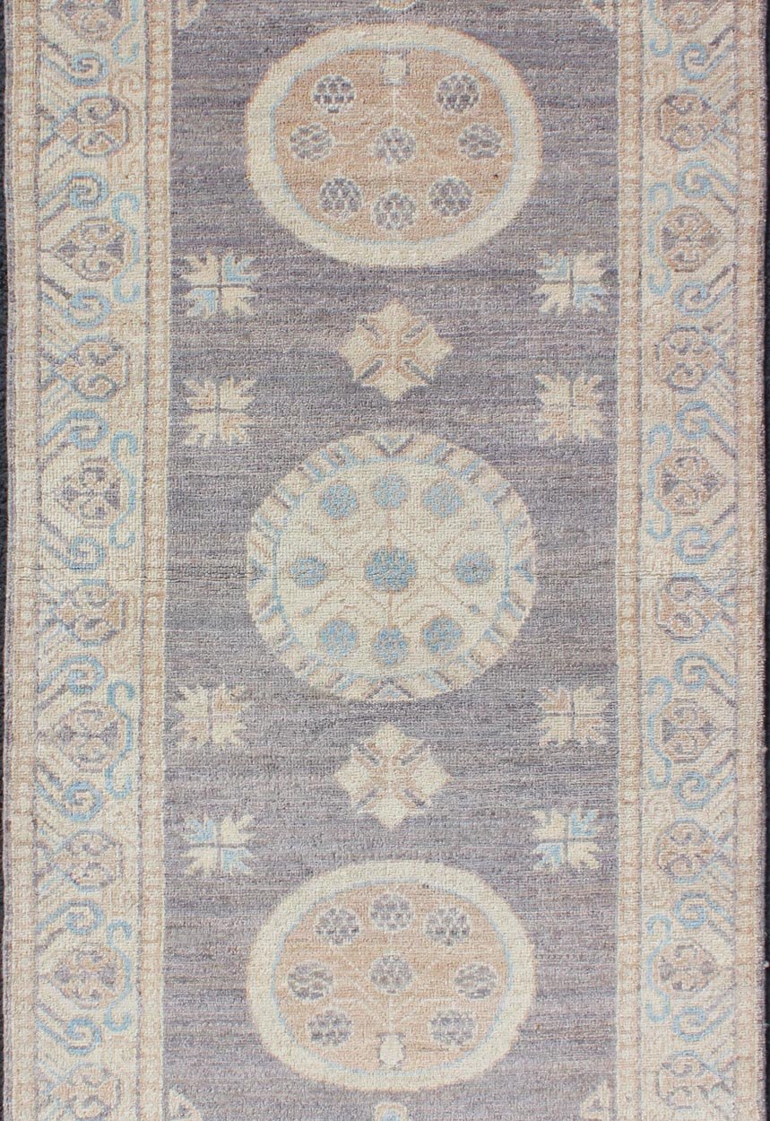Keivan Woven Arts Khotan Design Runner with Geometric - Circle Medallion Pattern. Keivan Woven Arts / rug / MP - 1809 - 10037 country of origin / type: Afghanistan / Khotan. Measures: 2'6 x 5'1 This Khotan features a geometric all - over circle design ... - Keivan Woven ArtsMP - 1809 - 10037 - 10520Rug