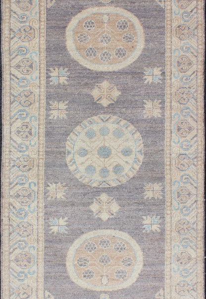 Keivan Woven Arts Khotan Design Runner with Geometric - Circle Medallion Pattern. Keivan Woven Arts / rug / MP - 1809 - 10037 country of origin / type: Afghanistan / Khotan. Measures: 2'6 x 5'1 This Khotan features a geometric all - over circle design ... - Keivan Woven ArtsMP - 1809 - 10037 - 10520Rug