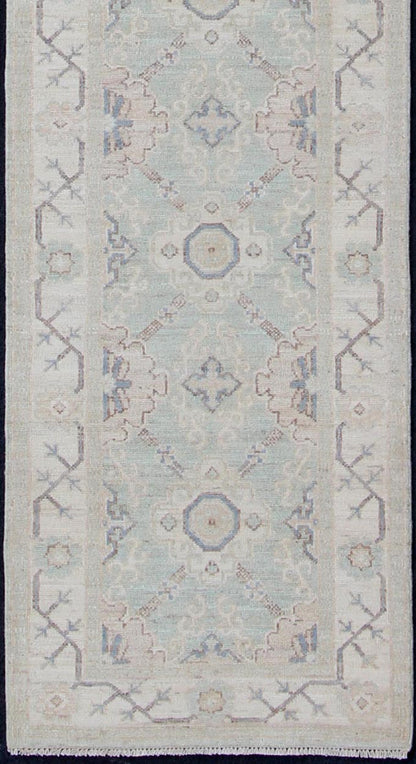 Keivan Woven Arts Afghan Khotan Runner with Geometric Design. Keivan Woven Arts / rug MP - 1809 - 10083, country of origin / type: Afghanistan / Khotan. Measures: 2'8 x 13'9 This Khotan features a geometric multi - medallion design flanked by a repea... - Keivan Woven ArtsMP - 1809 - 10083 - 10524Rug