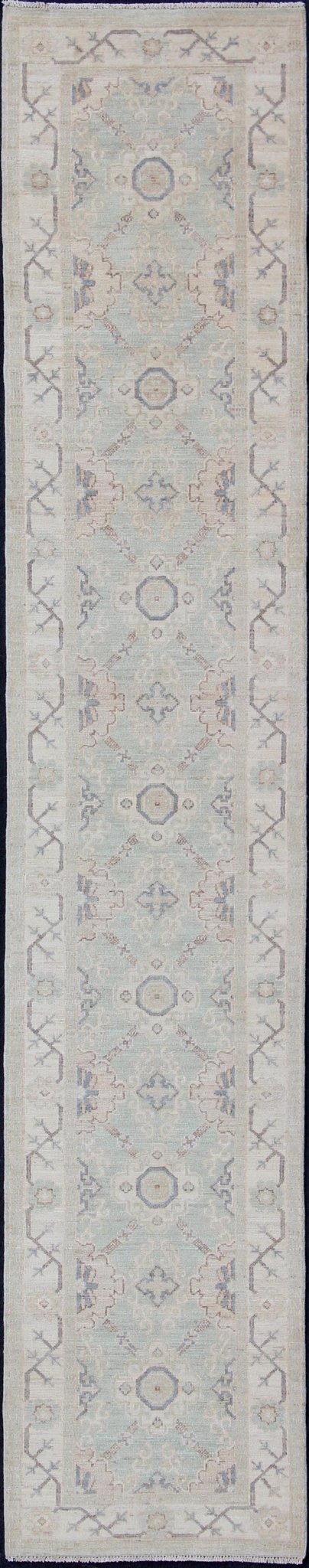 Keivan Woven Arts Afghan Khotan Runner with Geometric Design. Keivan Woven Arts / rug MP - 1809 - 10083, country of origin / type: Afghanistan / Khotan. Measures: 2'8 x 13'9 This Khotan features a geometric multi - medallion design flanked by a repea... - Keivan Woven ArtsMP - 1809 - 10083 - 10524