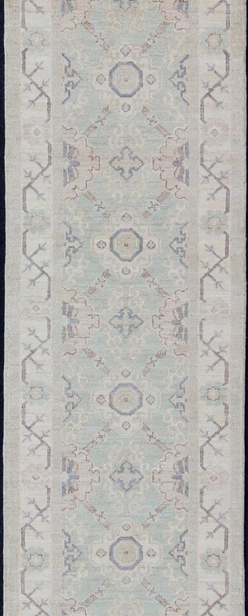 Keivan Woven Arts Afghan Khotan Runner with Geometric Design. Keivan Woven Arts / rug MP - 1809 - 10083, country of origin / type: Afghanistan / Khotan. Measures: 2'8 x 13'9 This Khotan features a geometric multi - medallion design flanked by a repea... - Keivan Woven ArtsMP - 1809 - 10083 - 10524Rug