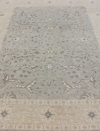 Charming Tabriz Design Rug with All - Over Design in Gray's, Tan, and Cream Tabriz Design Rug with all - over design in cream, tan, and grays / fine tabriz Keivan Woven Arts / rug MP - 1903 - 10205, country of origin / type: Afghanistan / Tabriz ... - Keivan Woven ArtsMP - 1903 - 10205 - 30Rug