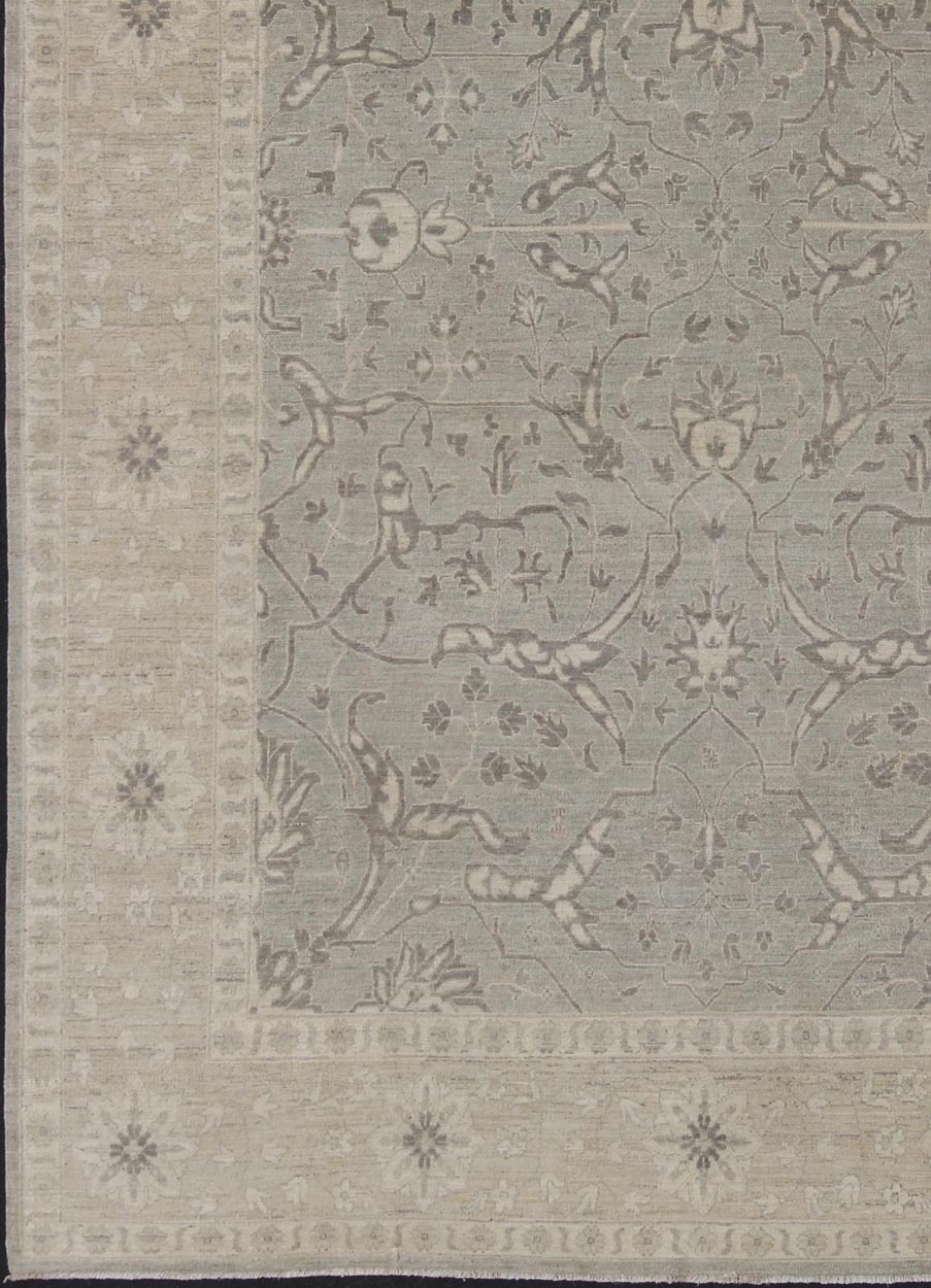 Charming Tabriz Design Rug with All - Over Design in Gray's, Tan, and Cream Tabriz Design Rug with all - over design in cream, tan, and grays / fine tabriz Keivan Woven Arts / rug MP - 1903 - 10205, country of origin / type: Afghanistan / Tabriz ... - Keivan Woven ArtsMP - 1903 - 10205 - 30Rug