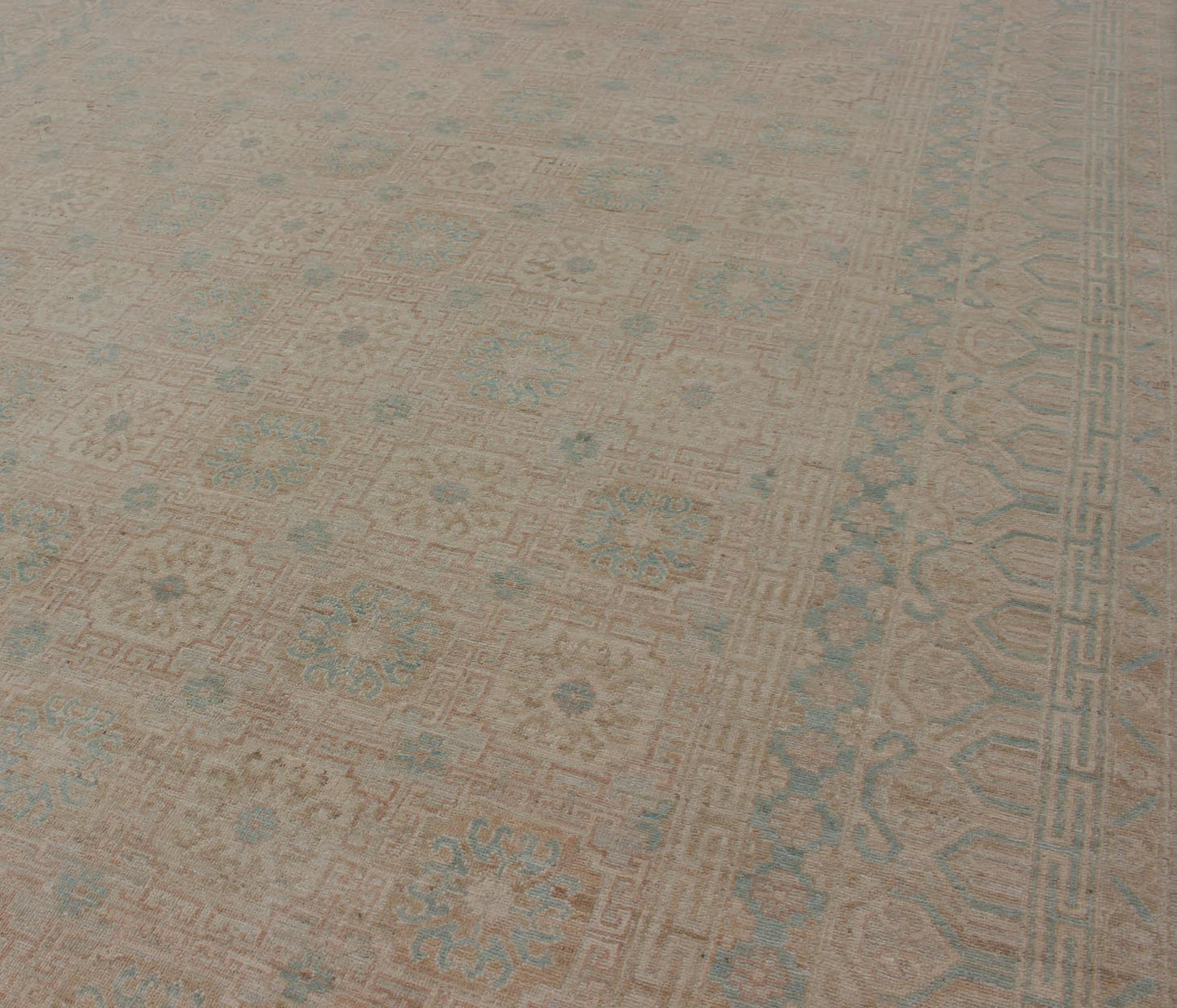 Khotan Design Rug with Geometric Medallions in Tan and Turquoise Khotan Design Rug with Geometric Medallions in turquoise and tan, Geometric Khotan Keivan Woven Arts / rug MP - 1903 - 10235, country of origin / type: Afghanistan / Khotan Thi... - Keivan Woven ArtsMP - 1903 - 10235 - 1466Rug