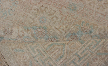 Khotan Design Rug with Geometric Medallions in Tan and Turquoise Khotan Design Rug with Geometric Medallions in turquoise and tan, Geometric Khotan Keivan Woven Arts / rug MP - 1903 - 10235, country of origin / type: Afghanistan / Khotan Thi... - Keivan Woven ArtsMP - 1903 - 10235 - 1466Rug