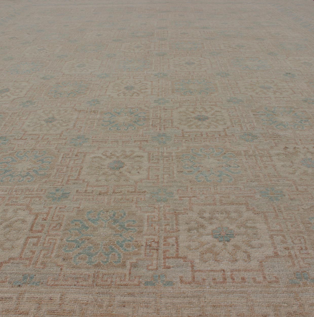 Khotan Design Rug with Geometric Medallions in Tan and Turquoise Khotan Design Rug with Geometric Medallions in turquoise and tan, Geometric Khotan Keivan Woven Arts / rug MP - 1903 - 10235, country of origin / type: Afghanistan / Khotan Thi... - Keivan Woven ArtsMP - 1903 - 10235 - 1466Rug