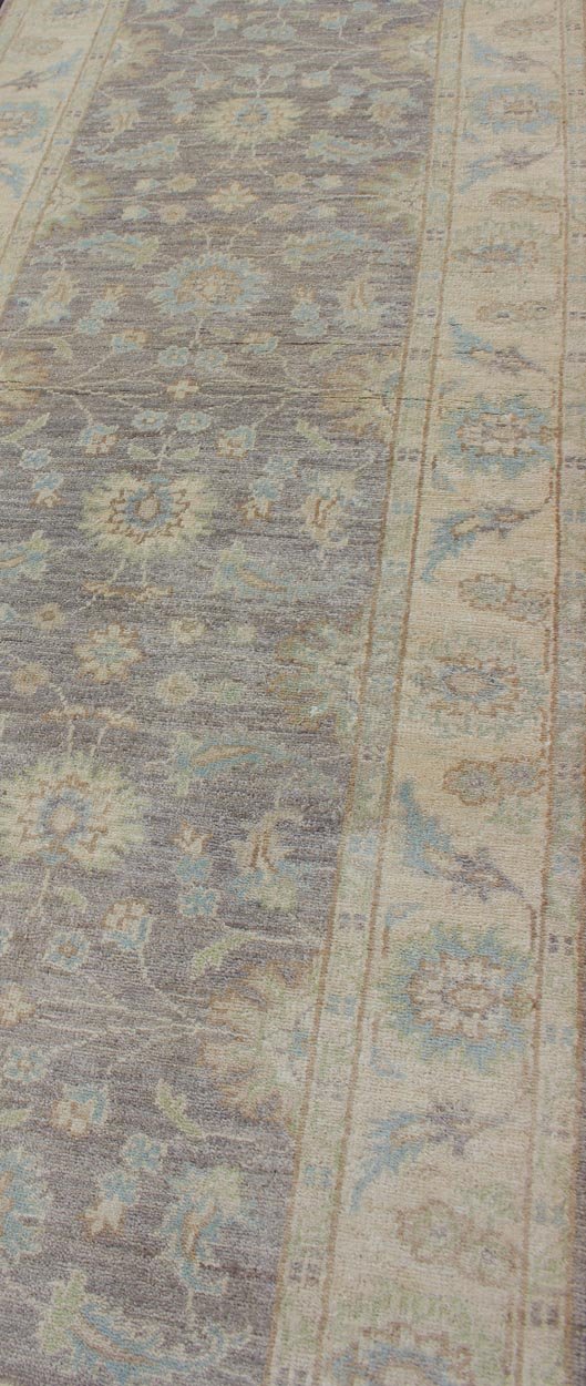 Keivan Woven Arts Runner with All - over Tabriz Design with Geometric Motifs. Keivan Woven Arts / MP - 1903 - B379, country of origin / type: Afghanistan / Tabriz. Measures: 2'9 x 22'3 This Reproduction Tabriz features a floral all - over design flanke... - Keivan Woven ArtsMP - 1903 - B379 - 1476Rug