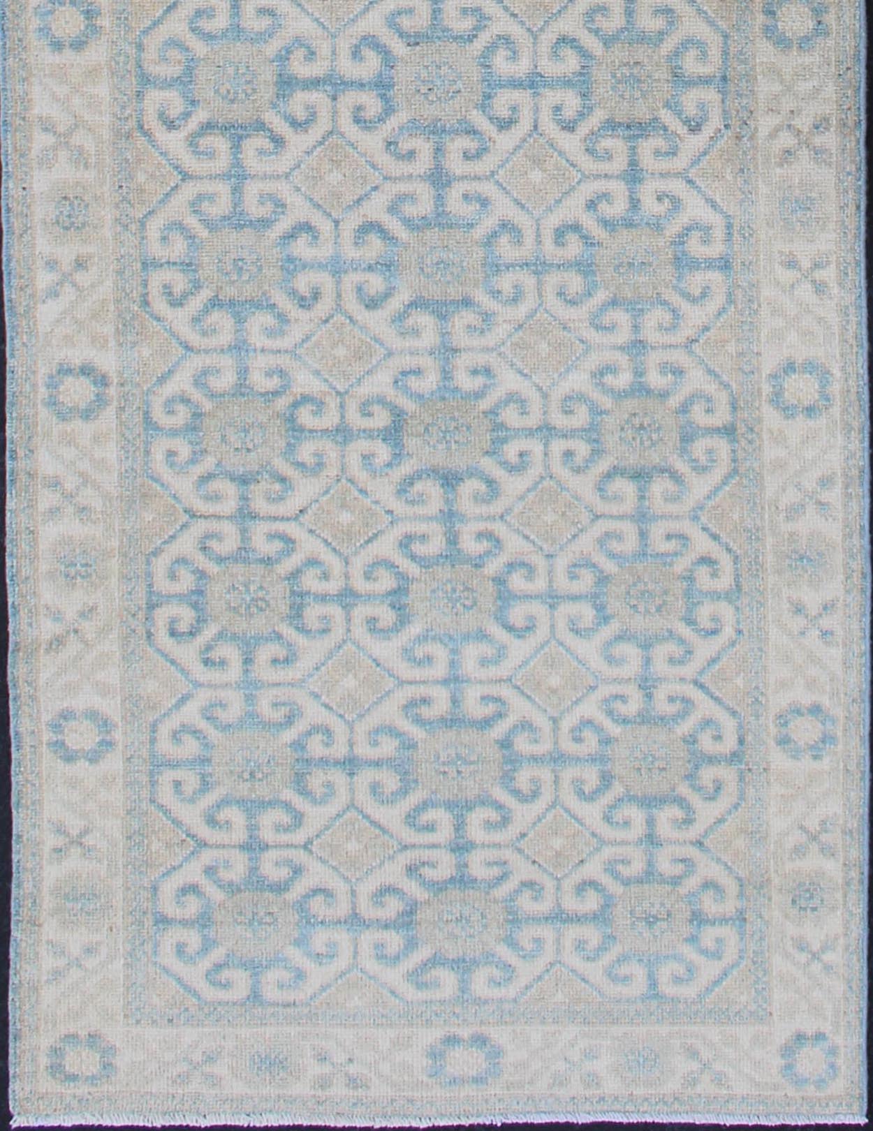 Rug with All - over Khotan Design with Geometric Motifs MP - 1911 - 10702, country of origin / type: Afghanistan / Khotan This Reproduction Khotan features a geometric all - over design flanked by a repeating pattern in the border. The entirety of the p... - Keivan Woven ArtsMP - 1911 - 10702 - 12557Rug