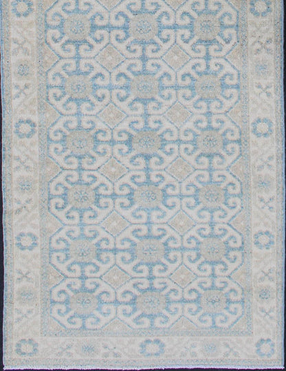 Rug with All - over Khotan Design with Geometric Motifs MP - 1911 - 10702, country of origin / type: Afghanistan / Khotan This Reproduction Khotan features a geometric all - over design flanked by a repeating pattern in the border. The entirety of the p... - Keivan Woven ArtsMP - 1911 - 10702 - 12557Rug