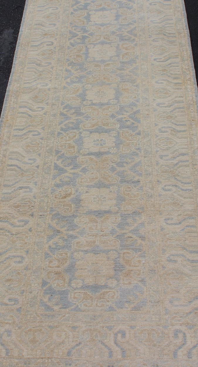 Rug with All - over Khotan Design with Geometric Motifs MP - 1911 - 10729, country of origin / type: Afghanistan / Khotan This Reproduction Khotan features a geometric all - over design flanked by a repeating pattern in the border. The entirety of the p... - Keivan Woven ArtsMP - 1911 - 10729 - 12305Rug