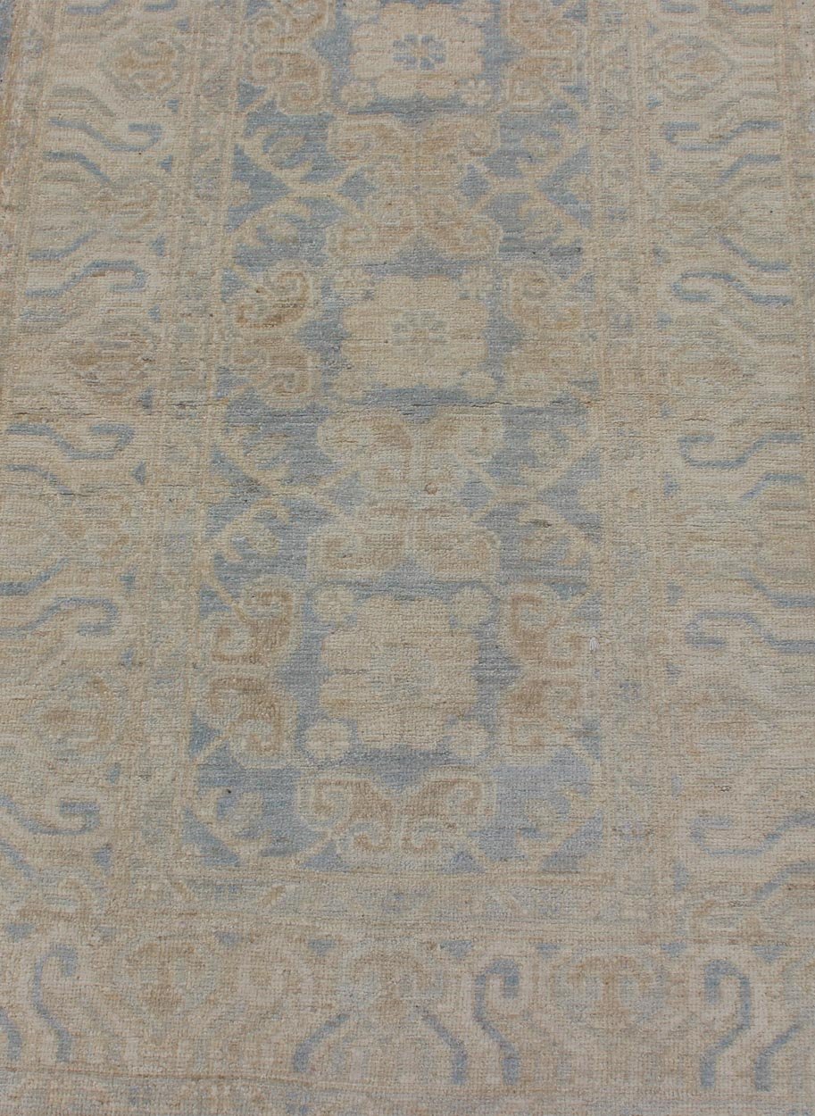 Rug with All - over Khotan Design with Geometric Motifs MP - 1911 - 10729, country of origin / type: Afghanistan / Khotan This Reproduction Khotan features a geometric all - over design flanked by a repeating pattern in the border. The entirety of the p... - Keivan Woven ArtsMP - 1911 - 10729 - 12305Rug