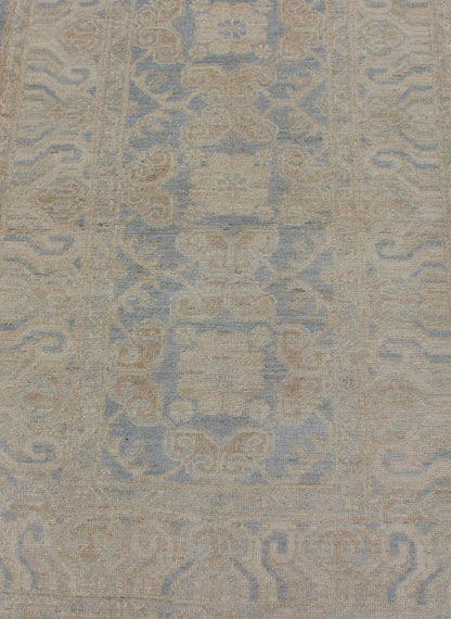Rug with All - over Khotan Design with Geometric Motifs MP - 1911 - 10729, country of origin / type: Afghanistan / Khotan This Reproduction Khotan features a geometric all - over design flanked by a repeating pattern in the border. The entirety of the p... - Keivan Woven ArtsMP - 1911 - 10729 - 12305Rug