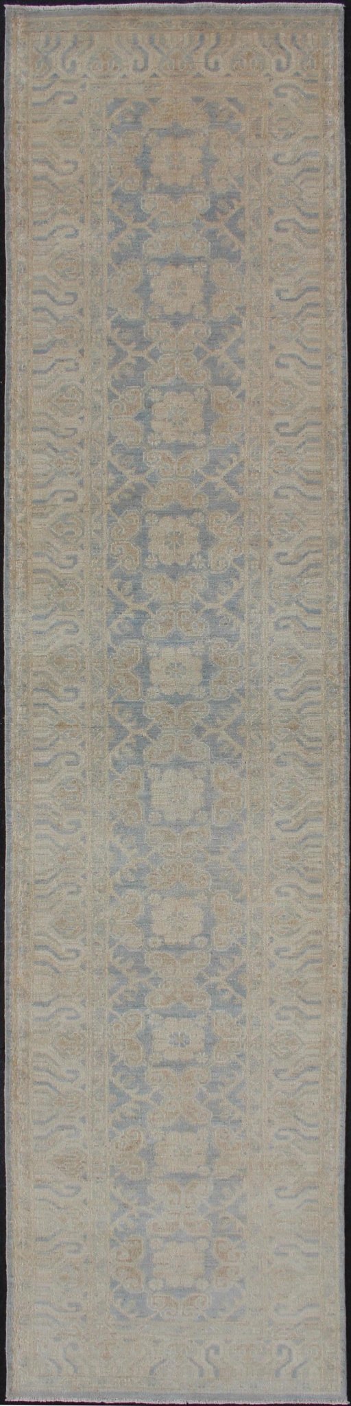Rug with All - over Khotan Design with Geometric Motifs MP - 1911 - 10729, country of origin / type: Afghanistan / Khotan This Reproduction Khotan features a geometric all - over design flanked by a repeating pattern in the border. The entirety of the p... - Keivan Woven ArtsMP - 1911 - 10729 - 12305Rug