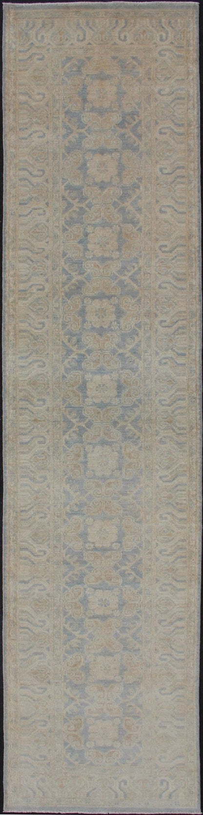 Rug with All - over Khotan Design with Geometric Motifs MP - 1911 - 10729, country of origin / type: Afghanistan / Khotan This Reproduction Khotan features a geometric all - over design flanked by a repeating pattern in the border. The entirety of the p... - Keivan Woven ArtsMP - 1911 - 10729 - 12305Rug