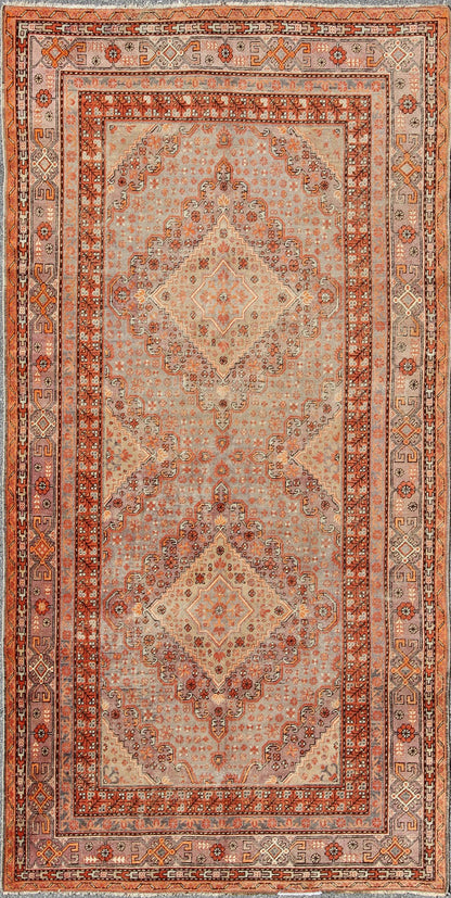 Antique Khotan Rug This delicately rendered antique Khotan rug was handcrafted in Turkestan during the early part of 20th century and displays an intricate Sub - geometric design with paired, diamond - shaped medallions. Measures: 6'5 x 13'. - Keivan Woven ArtsMP - 749 - 1927Rug