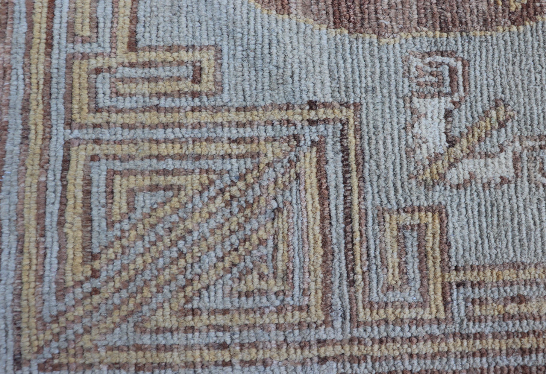 Vintage Khotan Design Rug with Three Medallion Pattern in Light Blue - Green Light Khotan rug with Circular Medallions in Light Blues - Green, Brown, Yellow and cream , rug MP - 865, country of origin / type: Afghanistan / Khotan This Khotan feat... - Keivan Woven ArtsMP - 865 - 2384Rug