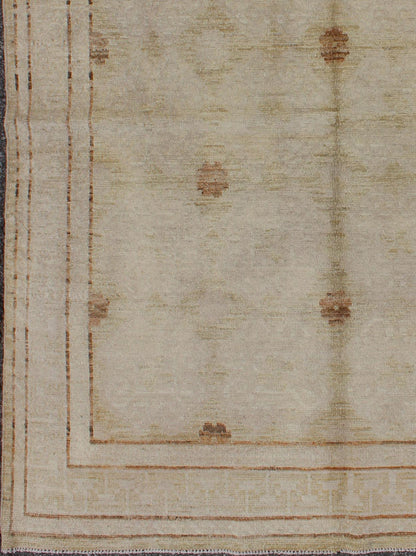 Rug with All - over Khotan Design with Geometric Motifs MP - 879 - 10, country of origin / type: Afghanistan / Khotan This Reproduction Khotan features a geometric all - over design flanked by a repeating pattern in the border. The entirety of the piece... - Keivan Woven ArtsMP - 879 - 10 - 3021Rug