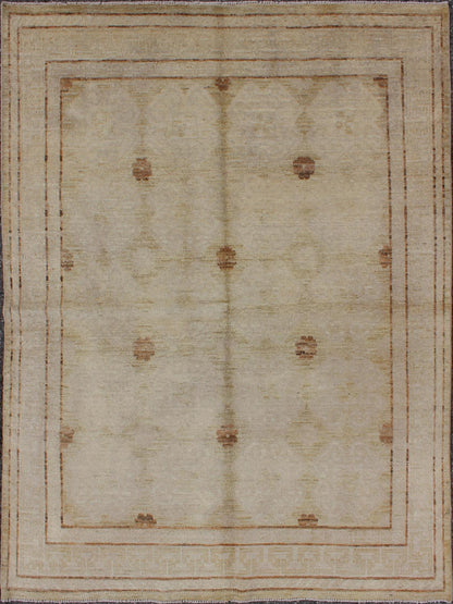 Rug with All - over Khotan Design with Geometric Motifs MP - 879 - 10, country of origin / type: Afghanistan / Khotan This Reproduction Khotan features a geometric all - over design flanked by a repeating pattern in the border. The entirety of the piece... - Keivan Woven ArtsMP - 879 - 10 - 3021Rug