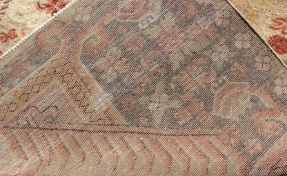 Antique Khotan Rug with Unique Pattern in Gray Border, soft Yellow Green field, Red, Red Orange, Lt. Green & Brown. Khotan Antique Rug with Exquisite Tribal Patterns in Gray, Light blue, Orange, Lt. Green, Orange, Sand, Taupe. Keivan Woven Arts... - Keivan Woven ArtsMP - 884 - 113550 - 3025Rug