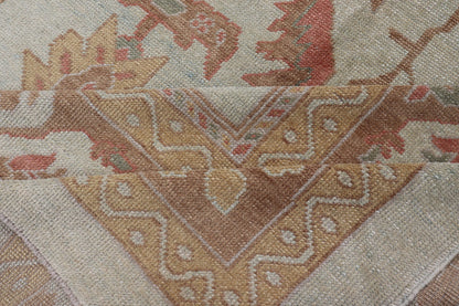 Large Turkish Oushak Rug with Silver Color Background, Brown, Soft Red, Yellow Measures 13'0 x 19'6 This Oushak rug was hand knotted in Turkey. This woven art boasts a unique color palette, featuring silver tone background, cream light... - Keivan Woven ArtsMSD - 1333 - 4272Rug