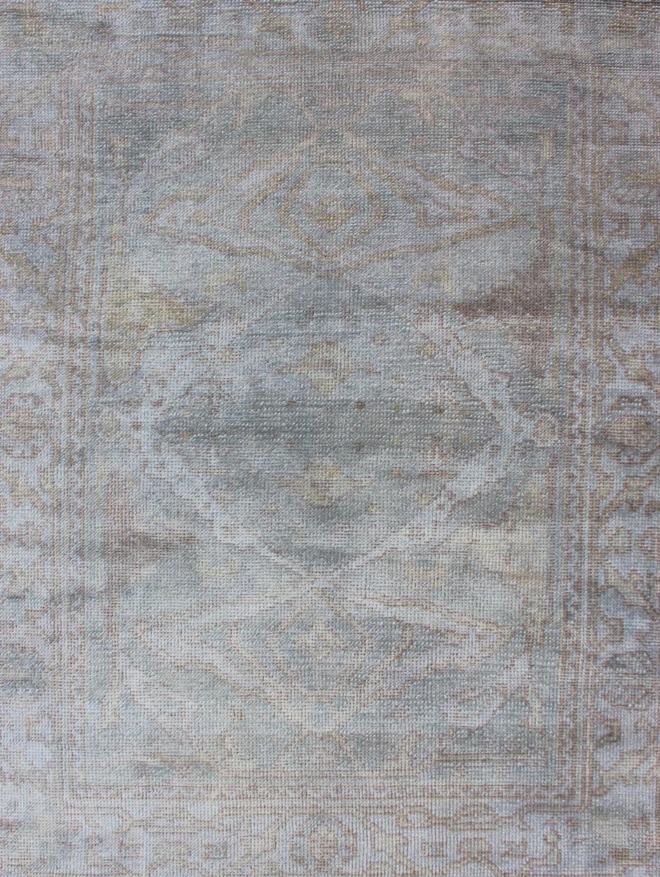 Angora Turkish Oushak Rug With Medallion Blue by Keivan Woven Arts. Keivan Woven Arts / rug MSD - 1383, country of origin / type: Turkey / Angora Oushak. Measures: 4'1 x 5'5 From our Angora collection, this piece is made with a combination of ango... - Keivan Woven ArtsMSD - 1383 - 4912Rug