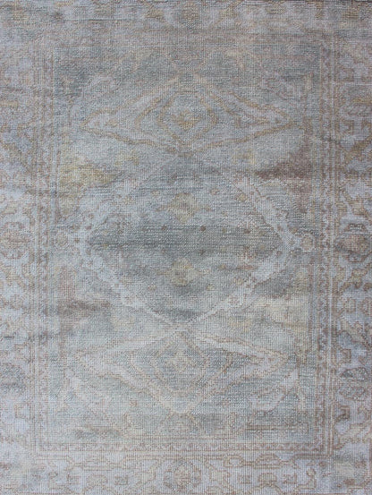 Angora Turkish Oushak Rug With Medallion Blue by Keivan Woven Arts. Keivan Woven Arts / rug MSD - 1383, country of origin / type: Turkey / Angora Oushak. Measures: 4'1 x 5'5 From our Angora collection, this piece is made with a combination of ango... - Keivan Woven ArtsMSD - 1383 - 4912Rug