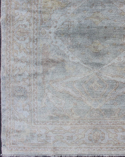Angora Turkish Oushak Rug With Medallion Blue by Keivan Woven Arts. Keivan Woven Arts / rug MSD - 1383, country of origin / type: Turkey / Angora Oushak. Measures: 4'1 x 5'5 From our Angora collection, this piece is made with a combination of ango... - Keivan Woven ArtsMSD - 1383 - 4912Rug