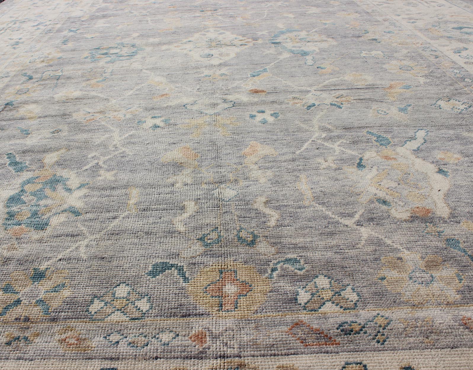 Tribal Design Hand Knotted Turkish Oushak Rug with Gray and Multi Colors Turkish Oushak rug with bold design and color palette and all - over diamond medallion design, Keivan Woven Arts / rug MSD - 200, country of origin / type: Turkey / Oushak ... - Keivan Woven ArtsMSD - 200 - 9120Rug
