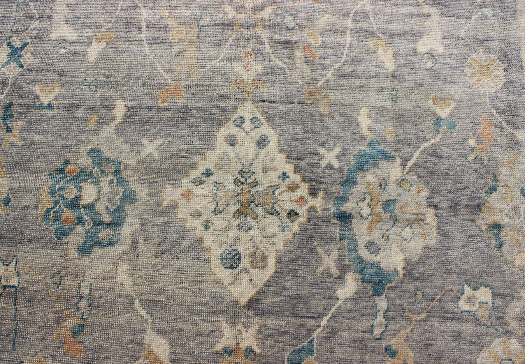 Tribal Design Hand Knotted Turkish Oushak Rug with Gray and Multi Colors Turkish Oushak rug with bold design and color palette and all - over diamond medallion design, Keivan Woven Arts / rug MSD - 200, country of origin / type: Turkey / Oushak ... - Keivan Woven ArtsMSD - 200 - 9120Rug