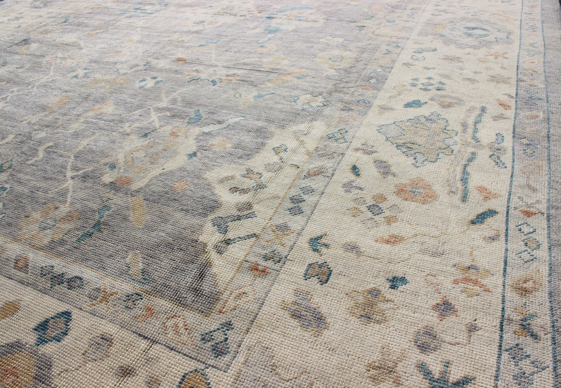 Tribal Design Hand Knotted Turkish Oushak Rug with Gray and Multi Colors Turkish Oushak rug with bold design and color palette and all - over diamond medallion design, Keivan Woven Arts / rug MSD - 200, country of origin / type: Turkey / Oushak ... - Keivan Woven ArtsMSD - 200 - 9120Rug