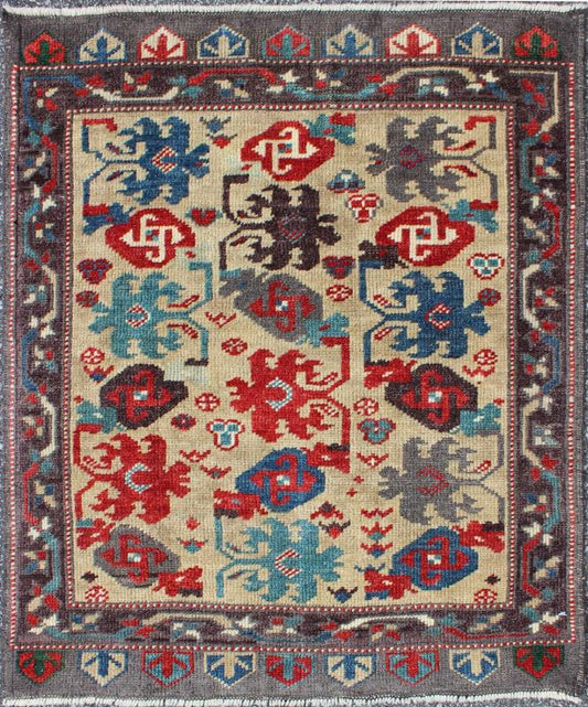 Mid - Century Vintage Turkish Oushak Rug with All - Over Tribal Pattern in Cream, rug msd - 3, country of origin / type: Turkey / Oushak, circa mid - 20th century Produced in mid - 20th century Turkey, this vintage Oushak is characterized by a comely and ... - Keivan Woven ArtsMSD - 3 - 5710Rug