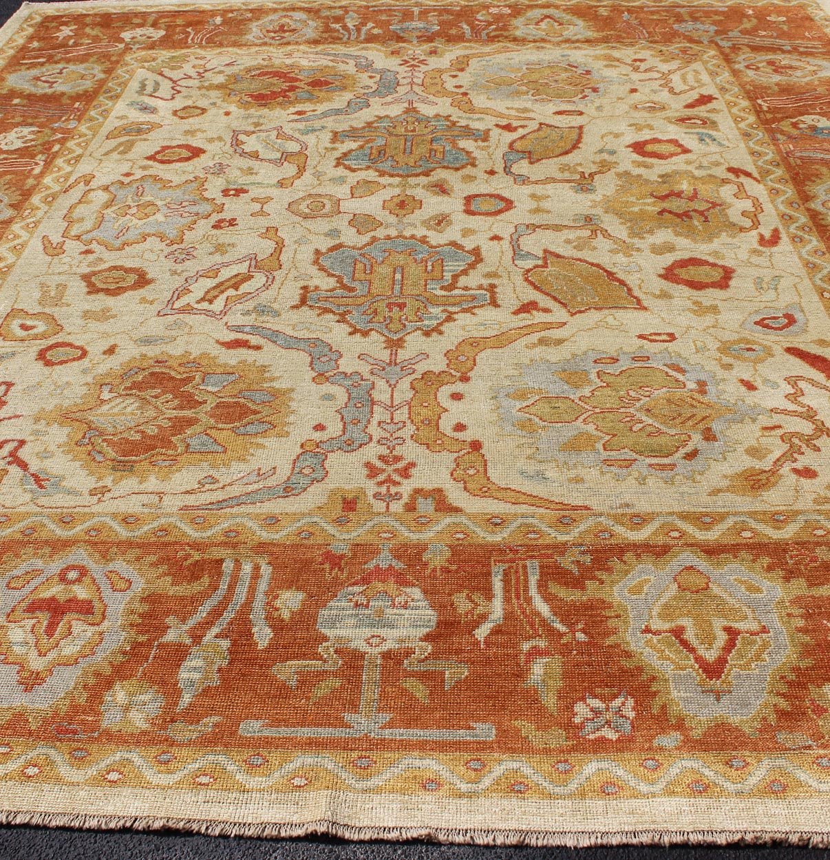 Large Square shaped Turkish Oushak Rug with Angora Wool Square Turkish Oushak Rug with Angora Wool, country of origin / type: Turkey / Oushak, circa Early - 21st Century. Measures: 12' x 13'10. This lovely Oushak rug was woven in Tu... - Keivan Woven ArtsMSD - A13110 - 4922Rug