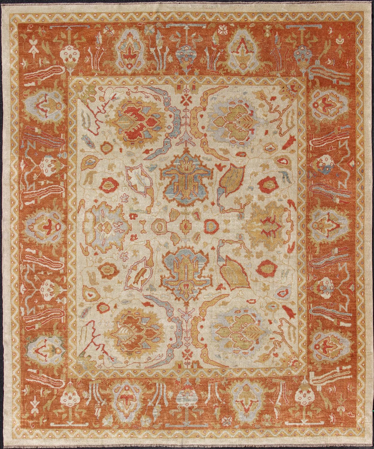 Large Square shaped Turkish Oushak Rug with Angora Wool Square Turkish Oushak Rug with Angora Wool, country of origin / type: Turkey / Oushak, circa Early - 21st Century. Measures: 12' x 13'10. This lovely Oushak rug was woven in Tu... - Keivan Woven ArtsMSD - A13110 - 4922Rug