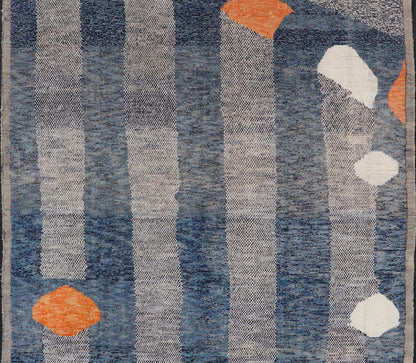 Modern Casual Hand Knotted Piled Rug in Blue's With Abstract Modern Design. rug MSE - 105, Keivan Woven Arts country of origin / type: Afghanistan / Piled, condition: new. Measures: 9'1 x 12'3 This abstract design rug features a modern causal col... - Keivan Woven ArtsMSE - 105 - 24928Rug