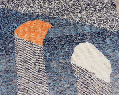 Modern Casual Hand Knotted Piled Rug in Blue's With Abstract Modern Design. rug MSE - 105, Keivan Woven Arts country of origin / type: Afghanistan / Piled, condition: new. Measures: 9'1 x 12'3 This abstract design rug features a modern causal col... - Keivan Woven ArtsMSE - 105 - 24928Rug