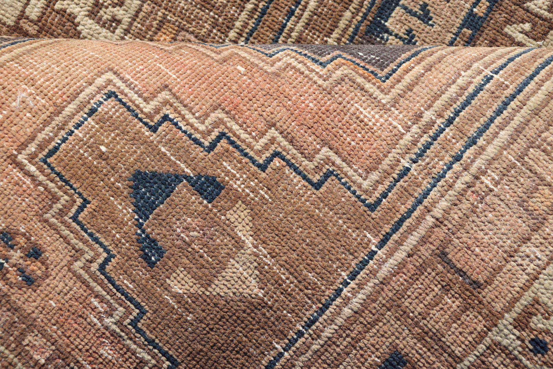Vintage Persian Karajeh Distressed Rug With Medallion Design by Keivan Woven Arts. Keivan Woven Arts / rug MSE - 1126, country of origin / type: Iran / Karajeh, circa 1960. Measures: 3'6 x 10'7 This vintage Persian Karajeh carpet features a refin... - Keivan Woven ArtsMSE - 1126 - 25545Rug