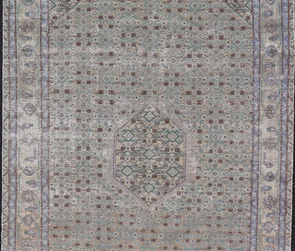Vintage Persian Tabriz Rug With Floral Medallion in Earthy Tones With Brown. Keivan Woven Arts / rug MSE - 1131, country of origin / type: Iran / Tabriz, circa 1960. Measures: 6'1 x 9'3 This mid - 20th century, handwoven vintage Persian Tabriz rug ... - Keivan Woven ArtsMSE - 1131 - 25594Rug