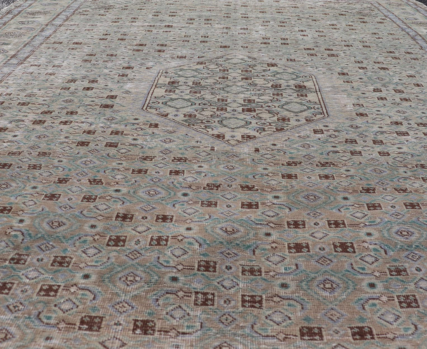 Vintage Persian Tabriz Rug With Floral Medallion in Earthy Tones With Brown. Keivan Woven Arts / rug MSE - 1131, country of origin / type: Iran / Tabriz, circa 1960. Measures: 6'1 x 9'3 This mid - 20th century, handwoven vintage Persian Tabriz rug ... - Keivan Woven ArtsMSE - 1131 - 25594Rug