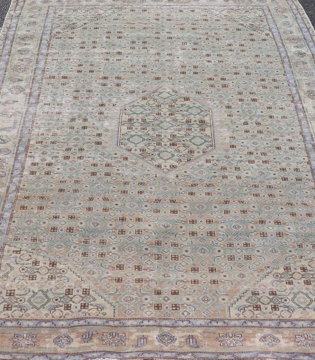 Vintage Persian Tabriz Rug With Floral Medallion in Earthy Tones With Brown. Keivan Woven Arts / rug MSE - 1131, country of origin / type: Iran / Tabriz, circa 1960. Measures: 6'1 x 9'3 This mid - 20th century, handwoven vintage Persian Tabriz rug ... - Keivan Woven ArtsMSE - 1131 - 25594Rug