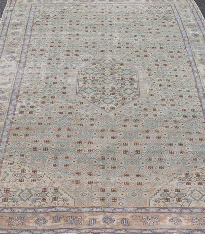 Vintage Persian Tabriz Rug With Floral Medallion in Earthy Tones With Brown. Keivan Woven Arts / rug MSE - 1131, country of origin / type: Iran / Tabriz, circa 1960. Measures: 6'1 x 9'3 This mid - 20th century, handwoven vintage Persian Tabriz rug ... - Keivan Woven ArtsMSE - 1131 - 25594Rug