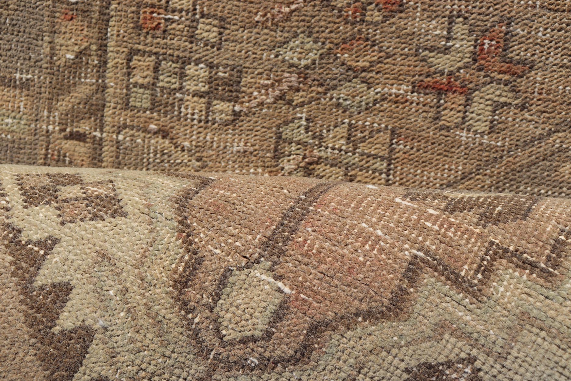 Vintage Persian Heriz by Keivan Woven Arts Distressed Runner in Earthy Tones With Medallion Design. Keivan Woven Arts / rug MSE - 1229, country of origin / type: Iran / Heriz, circa 1960. Measures: 3'4 x 10'4 This vintage Persian Heriz carpet fea... - Keivan Woven ArtsMSE - 1229 - 25539Rug