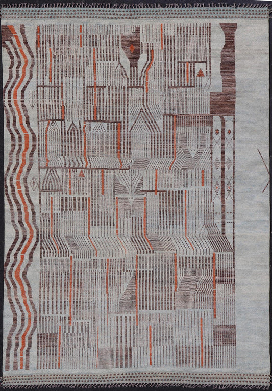 Modern Hand - Knotted Rug in Wool with Sub - Geometric Modern Design in Multicolor. Keivan Woven Arts / rug MSE - 12384, country of origin / type: Afghanistan / Modern Casual, circa Early - 21th Century. Measures: 11'7 x 16'0 This modern casual rug has b... - Keivan Woven ArtsMSE - 12384 - 24952Rugs