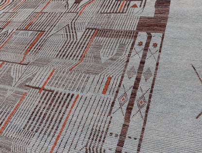 Modern Hand - Knotted Rug in Wool with Sub - Geometric Modern Design in Multicolor. Keivan Woven Arts / rug MSE - 12384, country of origin / type: Afghanistan / Modern Casual, circa Early - 21th Century. Measures: 11'7 x 16'0 This modern casual rug has b... - Keivan Woven ArtsMSE - 12384 - 24952Rug