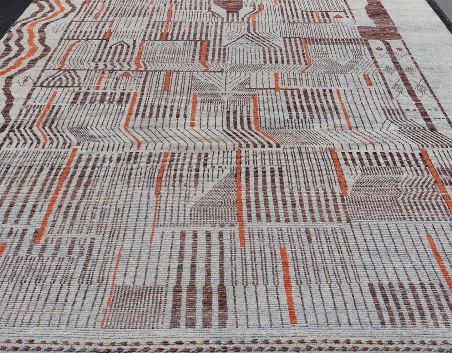 Modern Hand - Knotted Rug in Wool with Sub - Geometric Modern Design in Multicolor. Keivan Woven Arts / rug MSE - 12384, country of origin / type: Afghanistan / Modern Casual, circa Early - 21th Century. Measures: 11'7 x 16'0 This modern casual rug has b... - Keivan Woven ArtsMSE - 12384 - 24952Rug