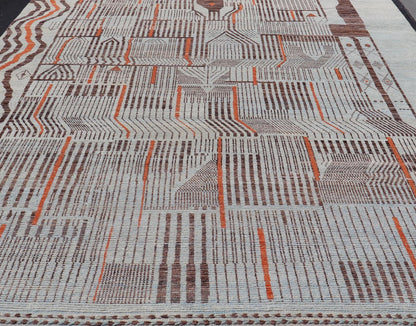 Modern Hand - Knotted Rug in Wool with Sub - Geometric Modern Design in Multicolor. Keivan Woven Arts / rug MSE - 12384, country of origin / type: Afghanistan / Modern Casual, circa Early - 21th Century. Measures: 11'7 x 16'0 This modern casual rug has b... - Keivan Woven ArtsMSE - 12384 - 24952Rug