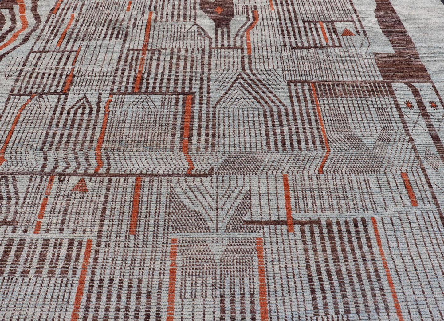Modern Hand - Knotted Rug in Wool with Sub - Geometric Modern Design in Multicolor. Keivan Woven Arts / rug MSE - 12384, country of origin / type: Afghanistan / Modern Casual, circa Early - 21th Century. Measures: 11'7 x 16'0 This modern casual rug has b... - Keivan Woven ArtsMSE - 12384 - 24952Rug