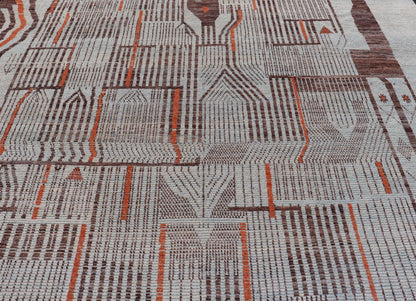 Modern Hand - Knotted Rug in Wool with Sub - Geometric Modern Design in Multicolor. Keivan Woven Arts / rug MSE - 12384, country of origin / type: Afghanistan / Modern Casual, circa Early - 21th Century. Measures: 11'7 x 16'0 This modern casual rug has b... - Keivan Woven ArtsMSE - 12384 - 24952Rug