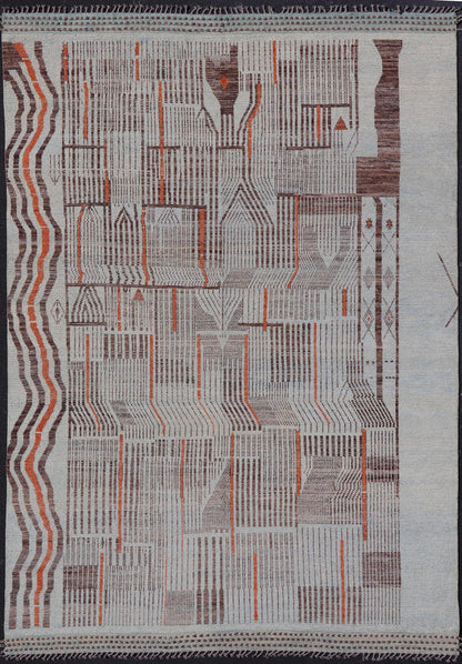 Modern Hand - Knotted Rug in Wool with Sub - Geometric Modern Design in Multicolor. Keivan Woven Arts / rug MSE - 12384, country of origin / type: Afghanistan / Modern Casual, circa Early - 21th Century. Measures: 11'7 x 16'0 This modern casual rug has b... - Keivan Woven ArtsMSE - 12384 - 24952Rug