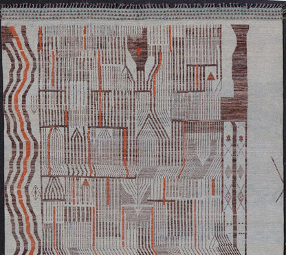 Modern Hand - Knotted Rug in Wool with Sub - Geometric Modern Design in Multicolor. Keivan Woven Arts / rug MSE - 12384, country of origin / type: Afghanistan / Modern Casual, circa Early - 21th Century. Measures: 11'7 x 16'0 This modern casual rug has b... - Keivan Woven ArtsMSE - 12384 - 24952Rug