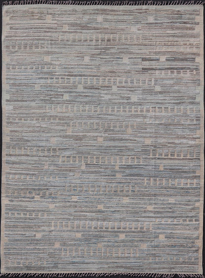 Large Modern wool Rug in Light Green - Gray & Lt. Blue by Keivan Woven Arts. Keivan Woven Arts/rug MSE - 12391, country of origin / type: Afghanistan / Modern Casual, circa Early - 21th Century. Measures: 11'9 x 15'3 This large modern ... - Keivan Woven ArtsMSE - 12391 - 25347Rug